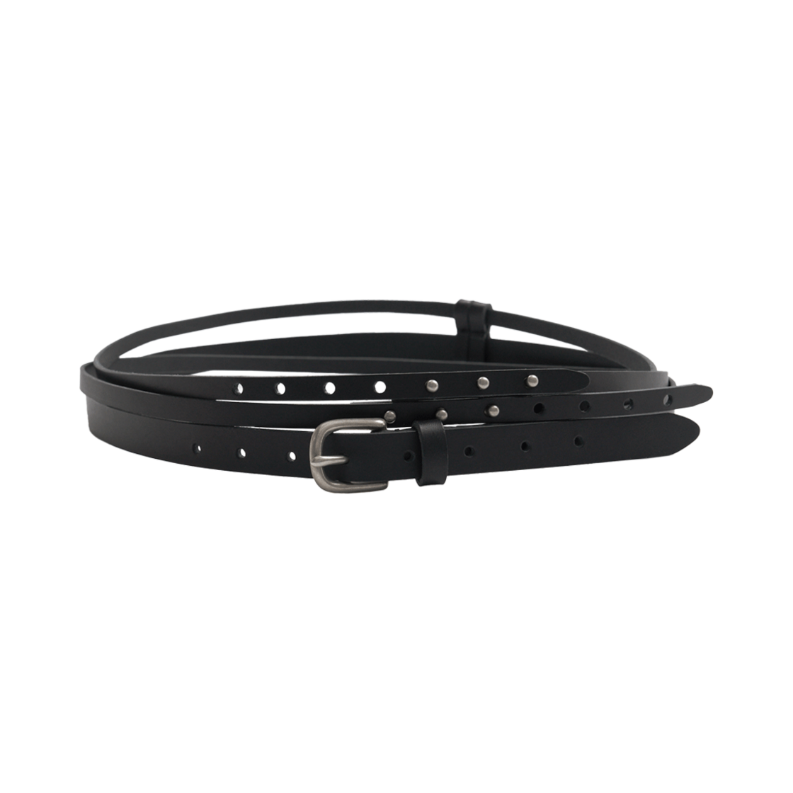 경 레이어드 더블 벨트 블랙(Gyeong Layered Double Belt Black)