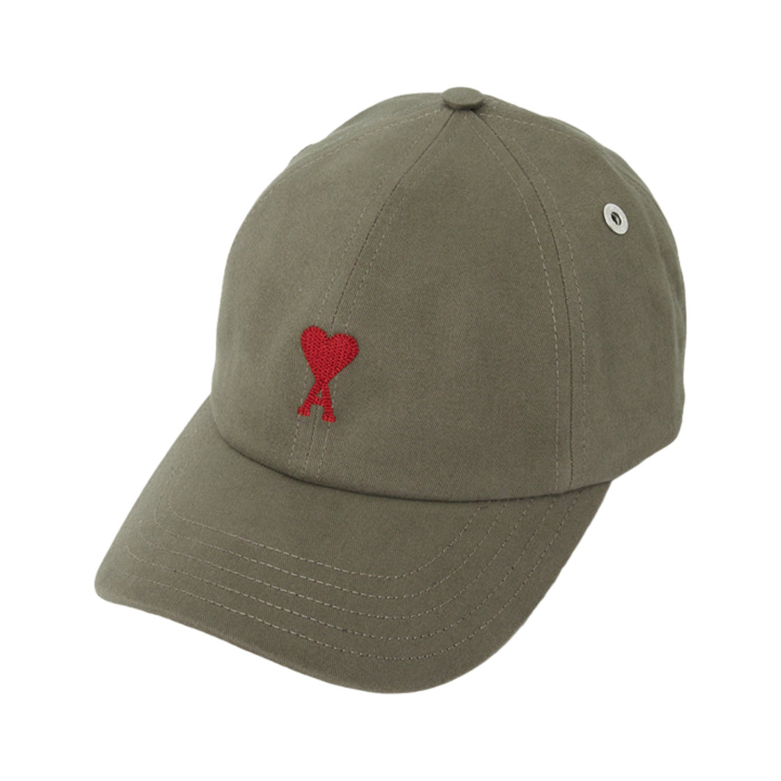 아미 스몰 하트 로고 코튼 자수 캡 카키(AMI de Coeur Cotton Embroidery Cap Khaki) - 1