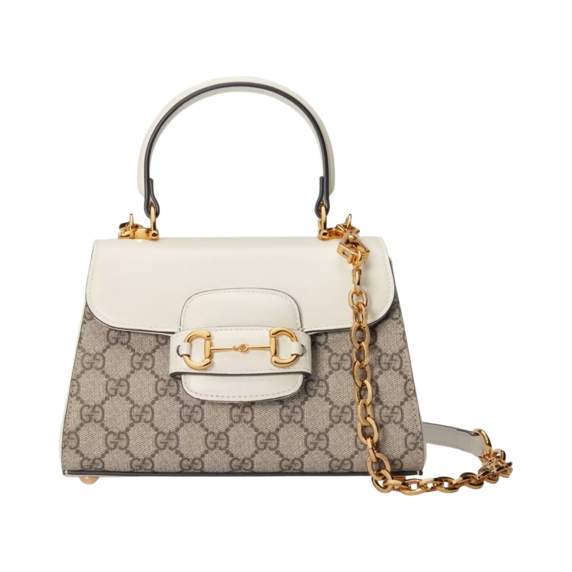 구찌 홀스빗 1955 탑 핸들백 화이트 베이지 에보니 - 한국 한정(Gucci Horsebit 1955 Top Handle Bag White Beige Ebony - Korea Exclusive) - 1