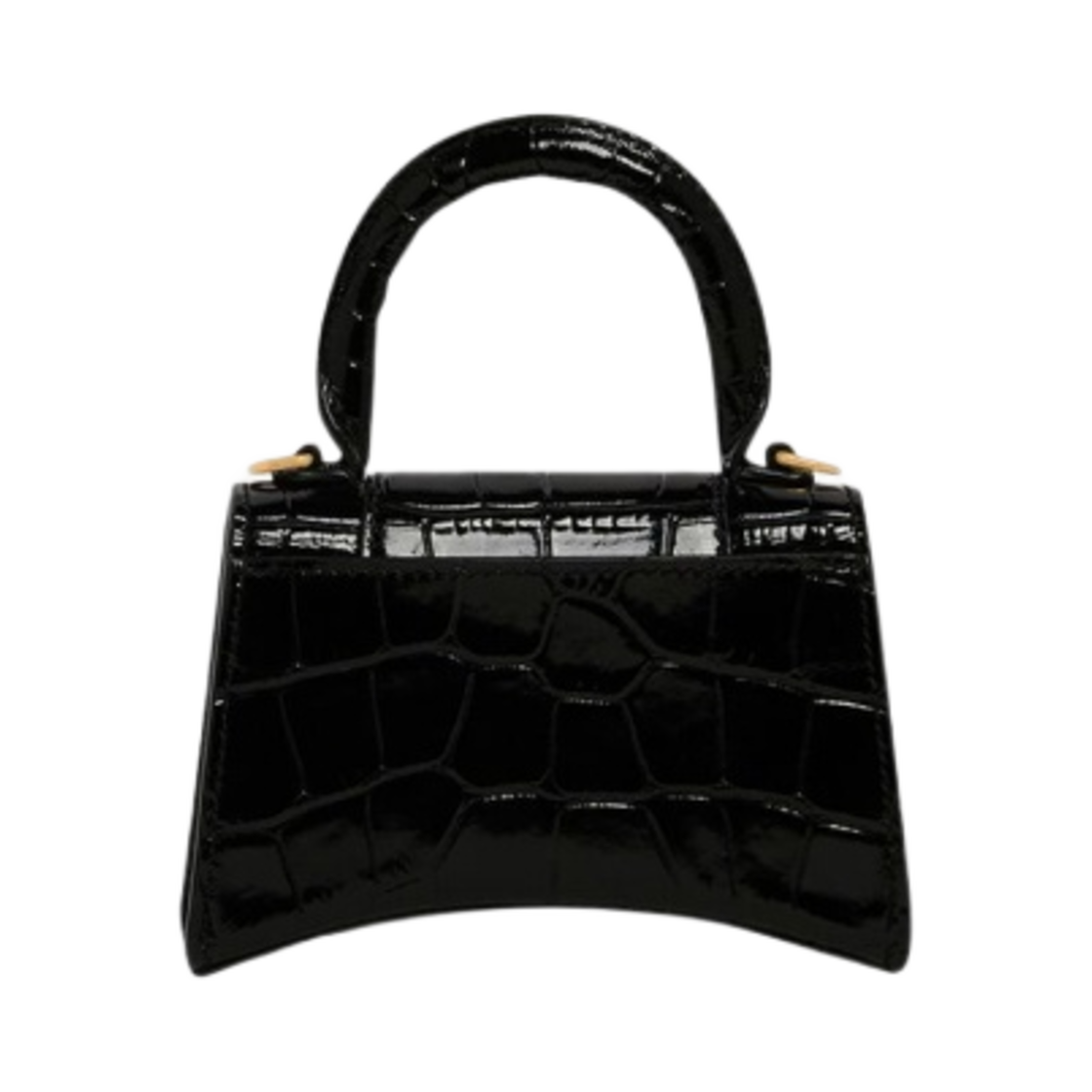 발렌시아가 크로커다일 엠보스 카프스킨 아워글래스 미니 체인 핸드백 골드 블랙(Balenciaga Crocodile Embossed Calfskin Hourglass Mini Handbag with Chain Gold Black) - 3