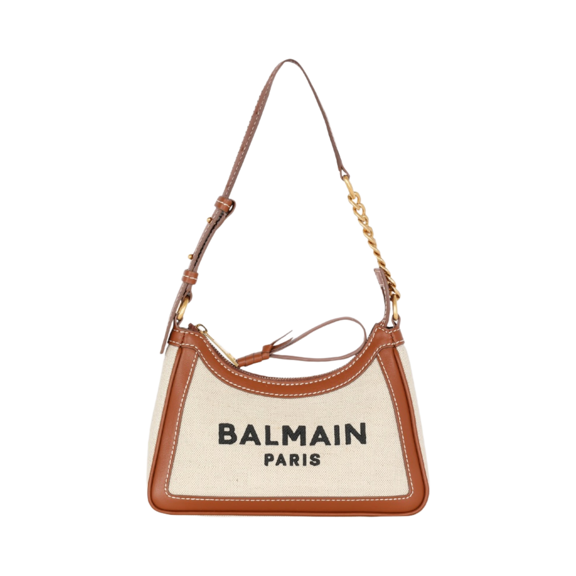 AN1BT743TCFEGEM Balmain B-Army Canvas Bag with Leather Inserts Brown