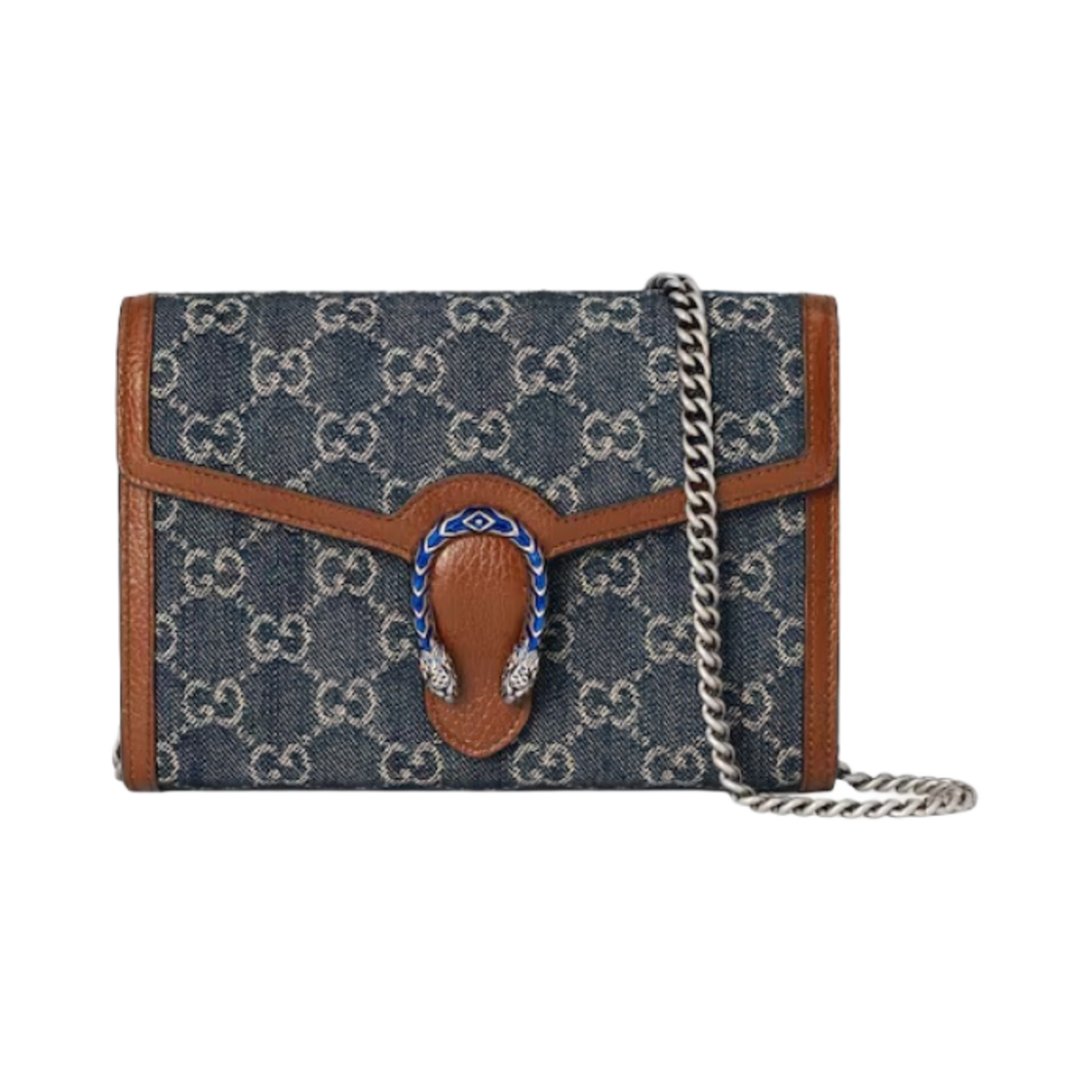 401231-2KQFN-4483 Gucci Dionysus Mini GG Denim Chain Bag Blue Ivory
