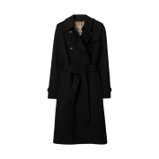 (W) Burberry Long Kensington Heritage Trench Coat Black