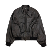 Full of Ssun Gunpocket Leather Jacket Grey