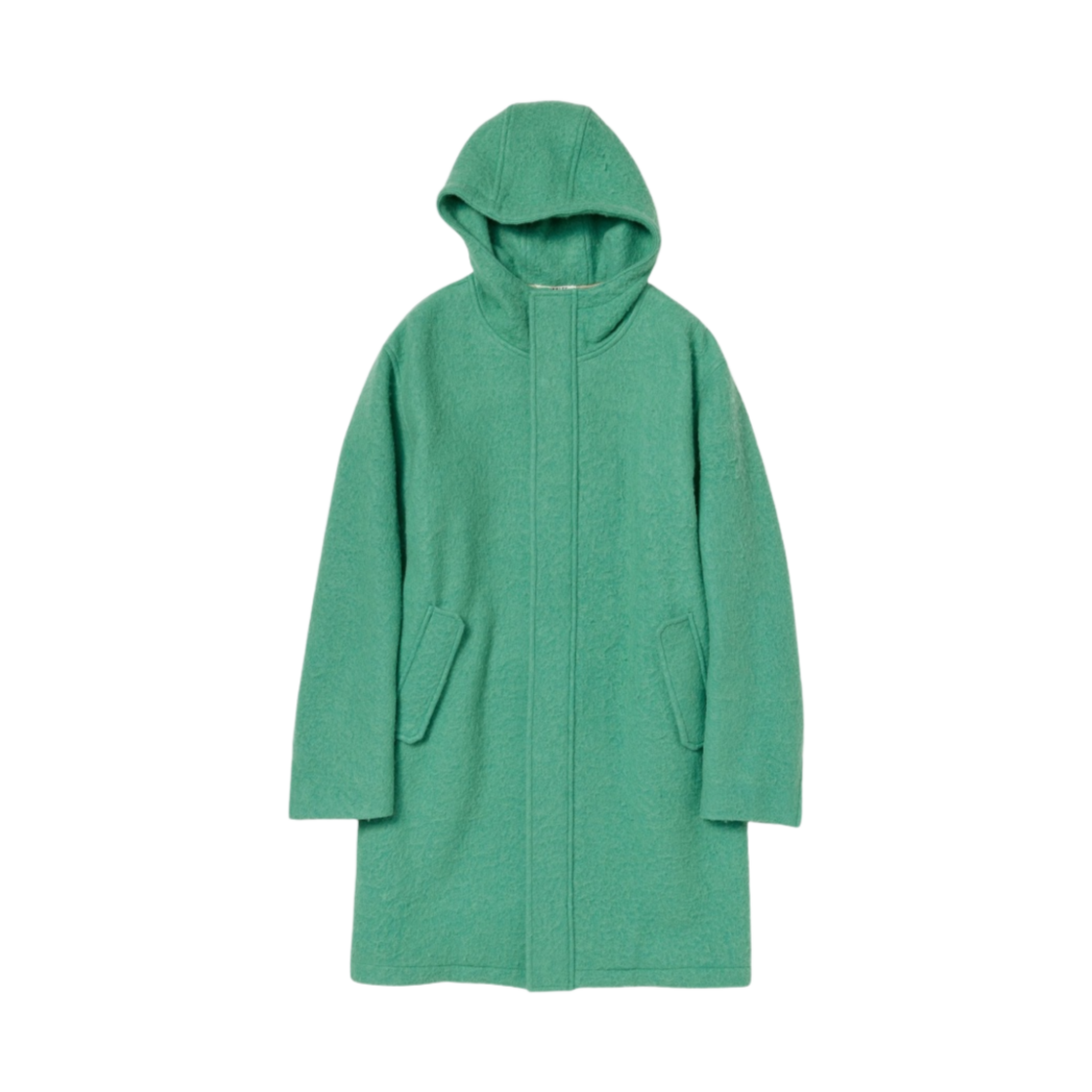 오라리 브러시드 알파카 울 멜튼 후드 코트 제이드 그린 - 23AW