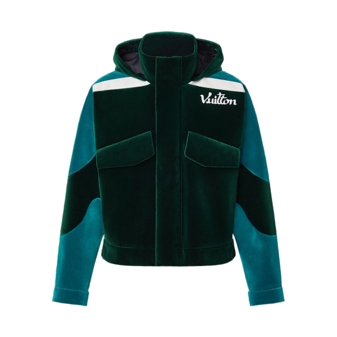 - Louis Vuitton Technical Tape Velour Windbreaker Dark Green