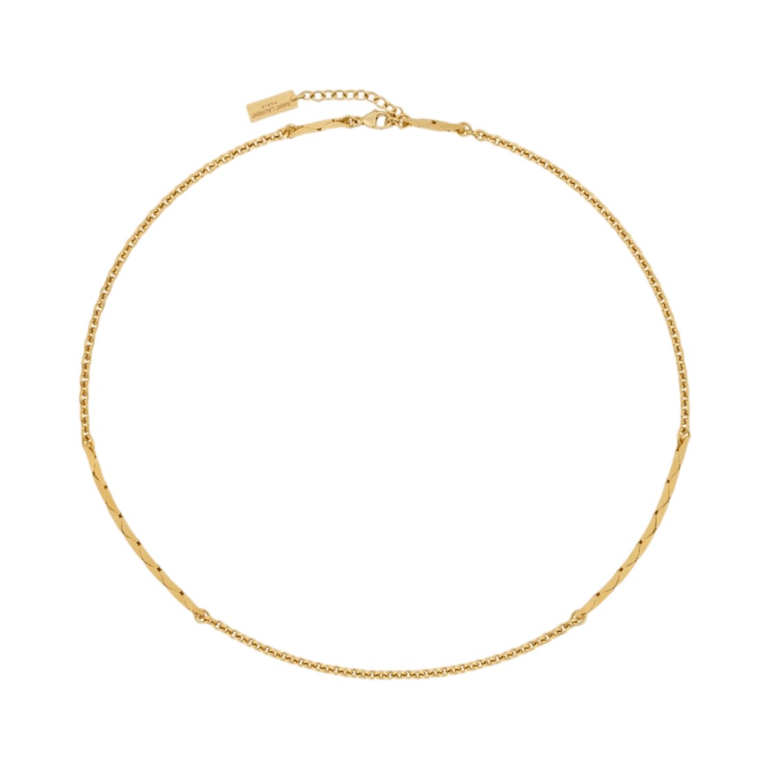 (W) 생로랑 숏 스네이크 케이블 체인 네클리스 메탈 골드((W) Saint Laurent Short Snake and Cable Chain Necklace in Metal Gold) - 1