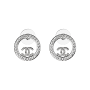 (W) Chanel Earrings Metal Strass & Silver Crystal