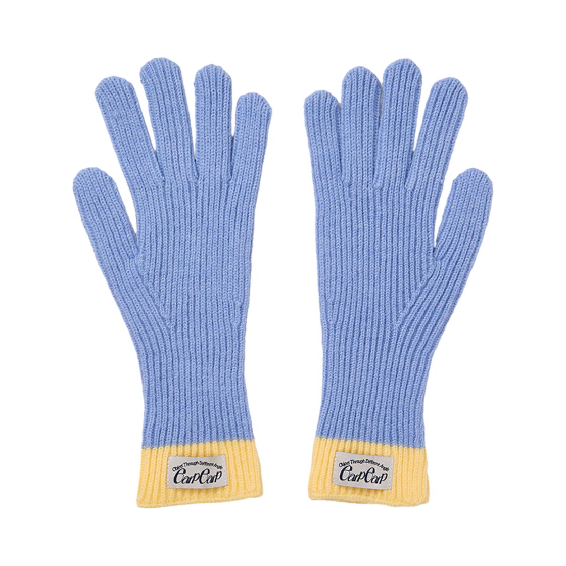 E2410_0354 earpearp Color Block Kint Finger Hole Gloves Sky Blue