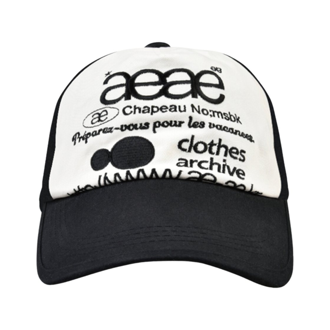 에이이에이이 웹 로고 투 톤 볼캡 블랙 화이트(Aeae Web Logo Two Tone Ball Cap Black White)