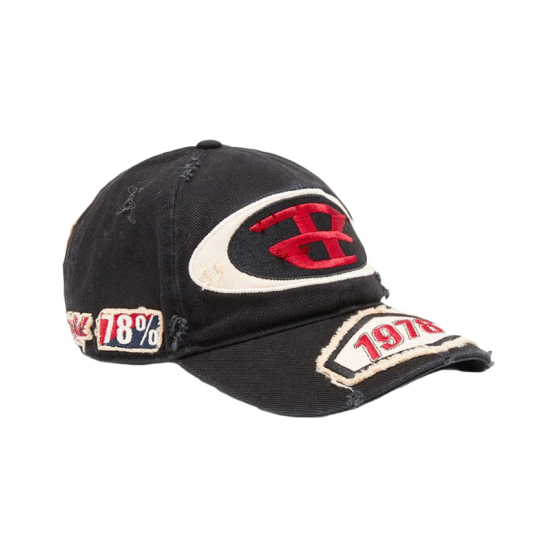 디젤 C-브래프 자수 패치 베이스볼 캡 블랙(Diesel C-Braff Baseball Cap with Embroidered Patch Black)