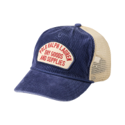[20% 적립] Polo Ralph Lauren Logo Patch Corduroy Trucker Cap Light Navy - 25FW