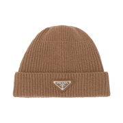 Prada Wool and Cashmere Beanie Camel Brown