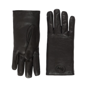 Gucci Leather Gloves with Double G Black