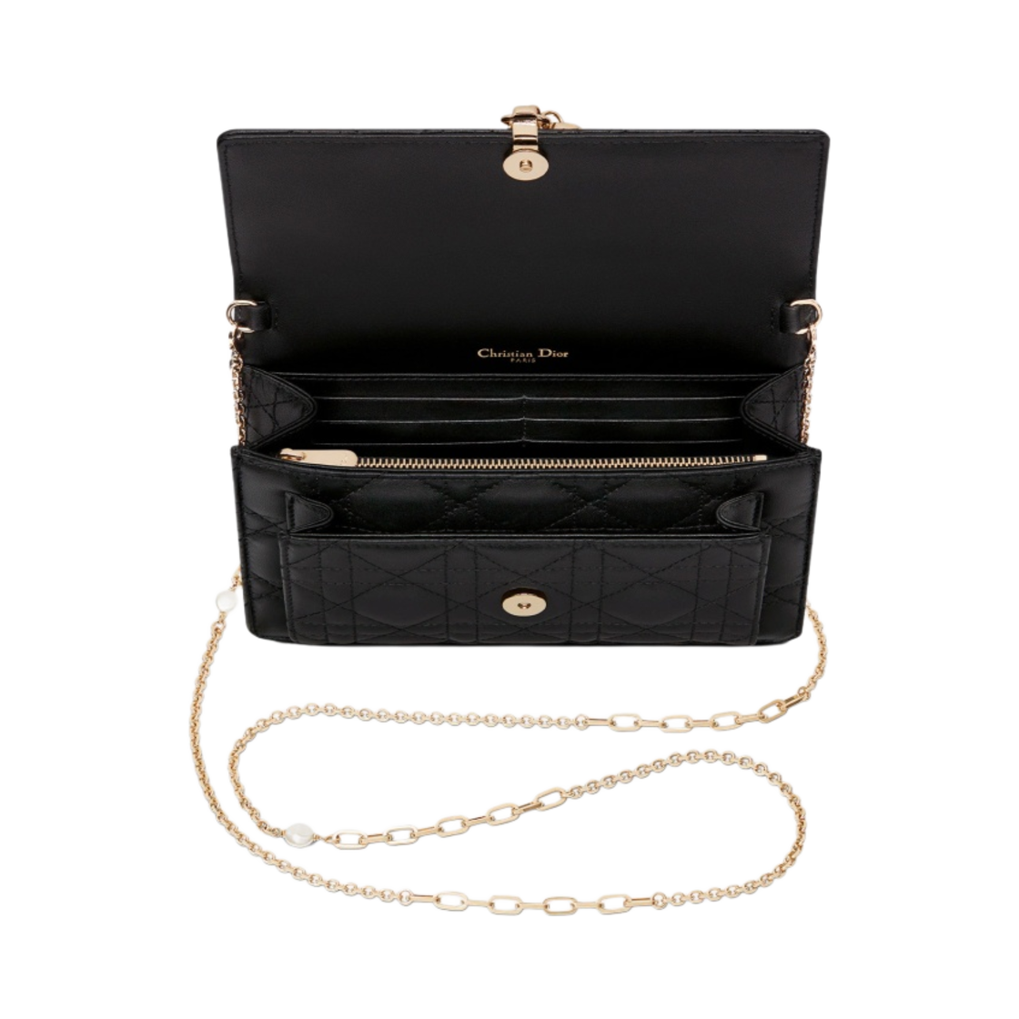 디올 레이디 체인 파우치 까나쥬 램스킨 블랙(Dior Lady Chain Pouch Cannage Lambskin Black) - 3