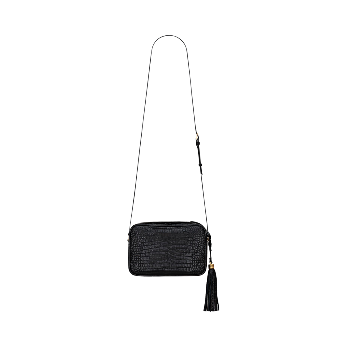 생로랑 크로커다일 엠보스 샤이니 레더 루 카메라백 블랙(Saint Laurent Lou Camera Bag in Crocodile Embossed Shiny Leather Black) - 2