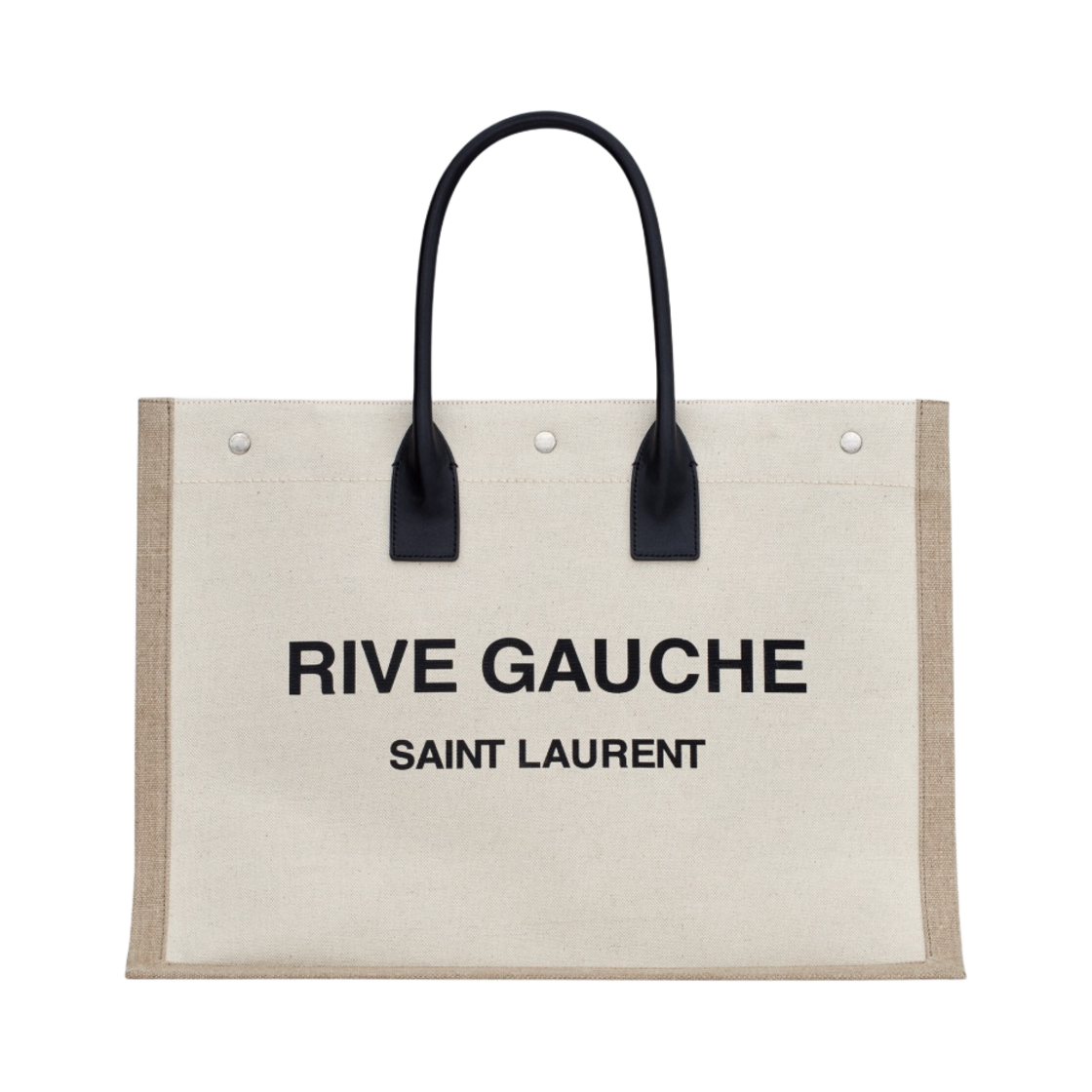 생로랑 리브 고쉬 라지 토트백 프린티드 캔버스 앤 레더 린 블랑(Saint Laurent Rive Gauche Large Tote Bag in Printed Canvas And Leather Lin Blanc) - 1