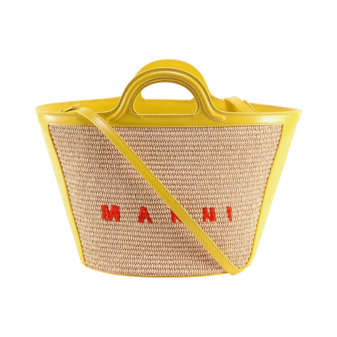 BMMP0068Q0-P3860 -Z3O93 Marni Leather & Raffia Tropicalia Small Bag Sand Storm Acid