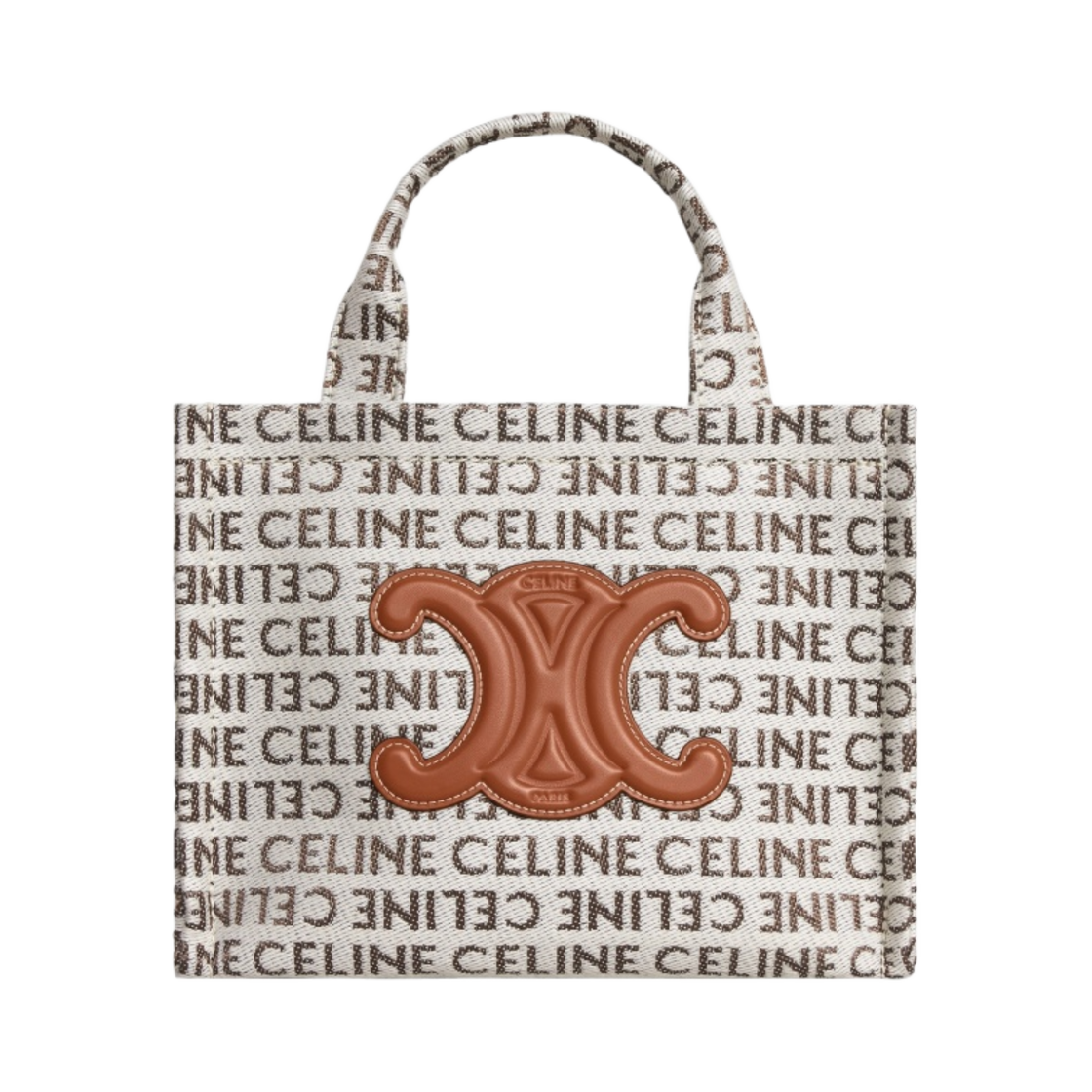 199162FEF-02NT Celine Small Cabas Thais in Textile with Celine All-Over Natural Tan