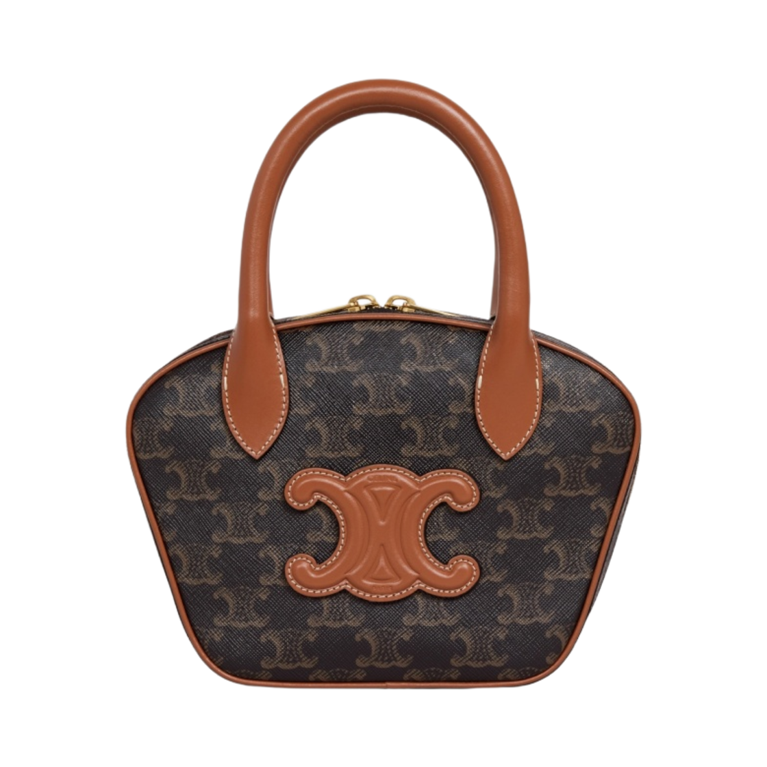 셀린느 트리옹프 캔버스 & 카프스킨 미니 볼링백 탄(Celine Mini Bowling Bag in Triomphe Canvas and Calfskin Tan) - 1