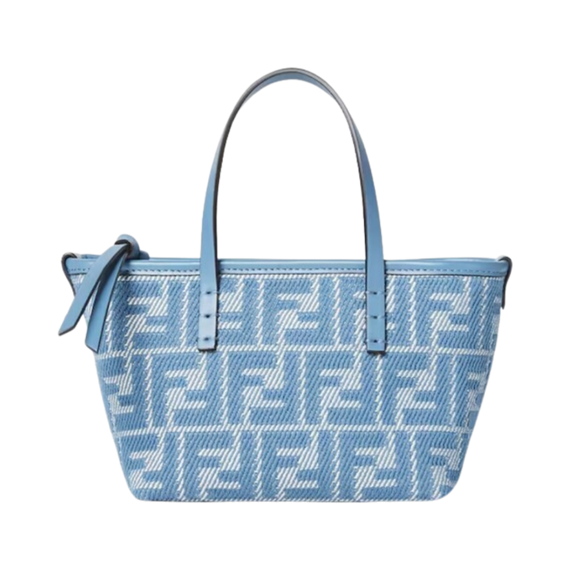 8BS096AUPXF1SKL Fendi Roll Mini Fabric FF Jacquard Mini Bag Blue