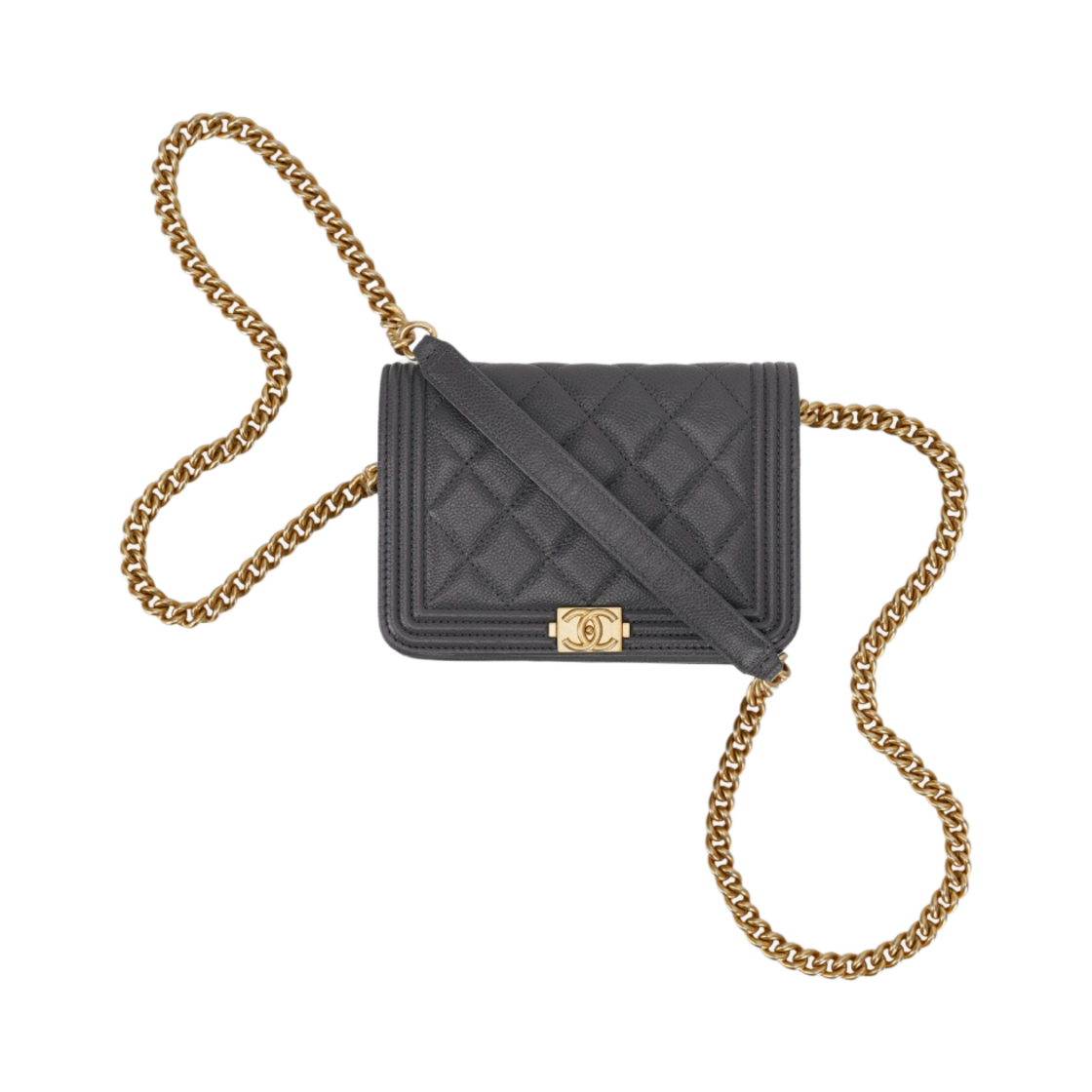 샤넬 보이 샤넬 체인 미니백 그레인드 카프스킨 & 골드 메탈 다크 그레이(Chanel Boy Chanel Clutch with Chain Grained Calfskin & Gold Dark Grey) - 3