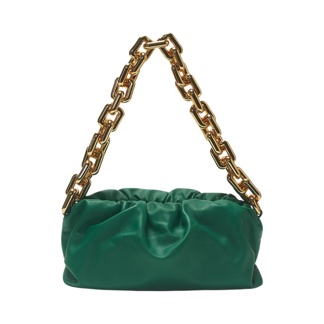 620230VCP403104 Bottega Veneta Leather Chain Shoulder Bag Racing Green Gold