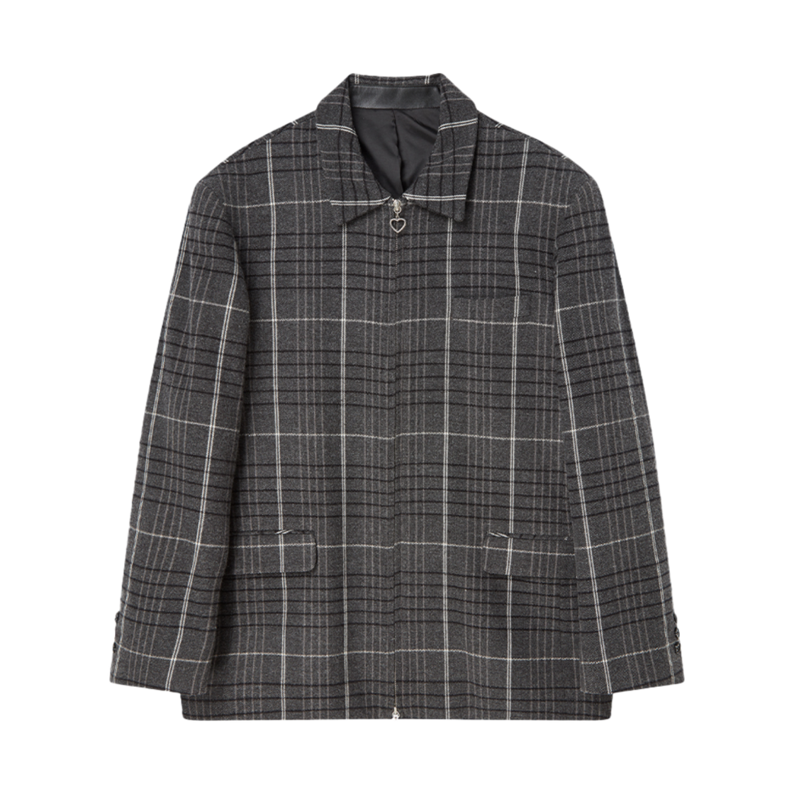 NV24FAJK02GR N ARCHIVE Vintage Detail Wool Check Riding Jacket Gray