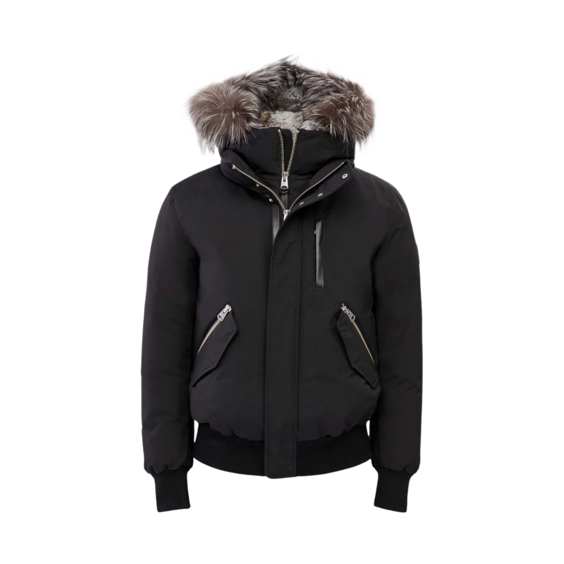 DIXON-X Mackage Dixon 2-In-1 Nordic Tech Down Bomber with Silver Fox Fur Black Silver