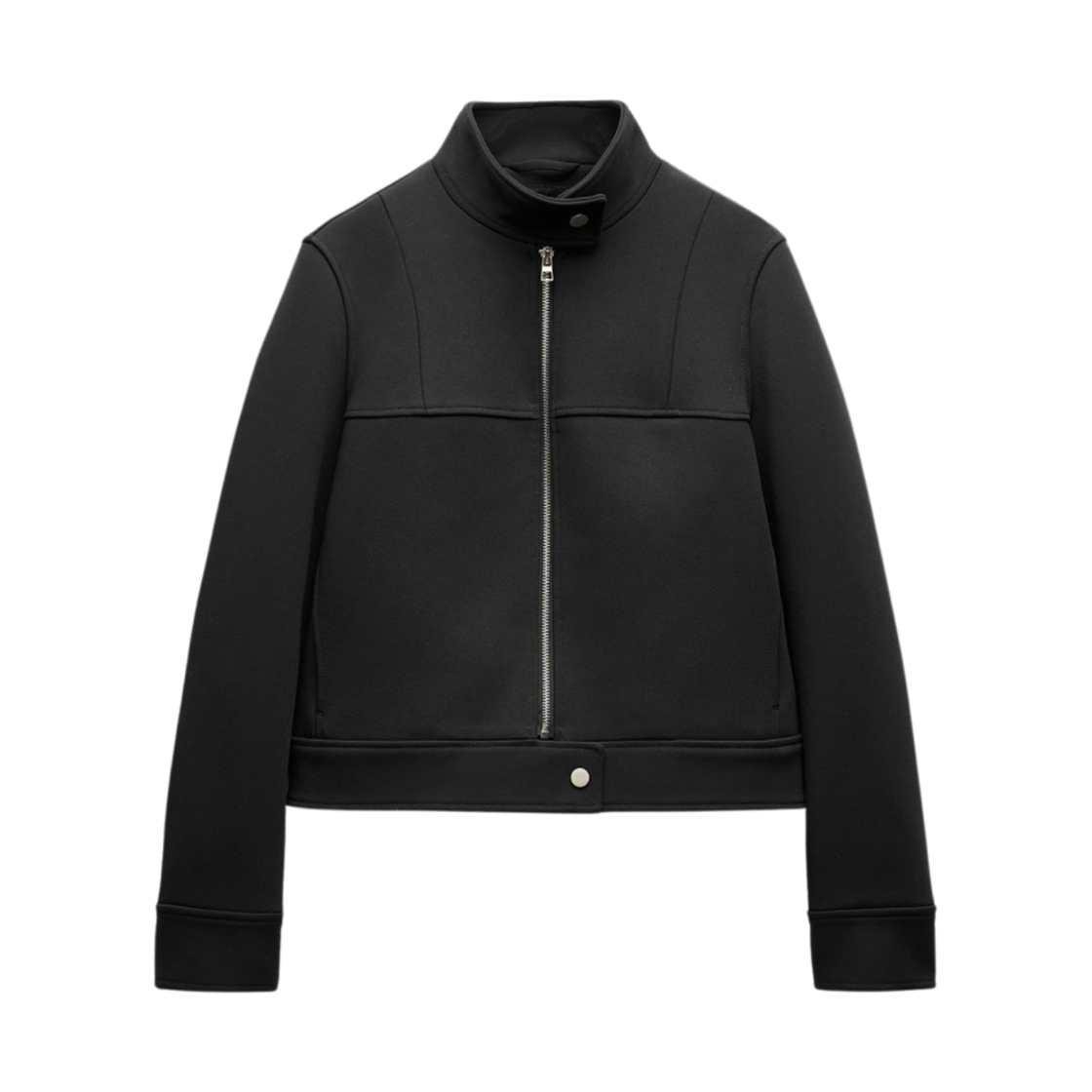 (W) 자라 ZW 컬렉션 네오프렌 이펙트 자켓 블랙((W) Zara ZW Collection Neoprene Effect Jacket Black) - 1