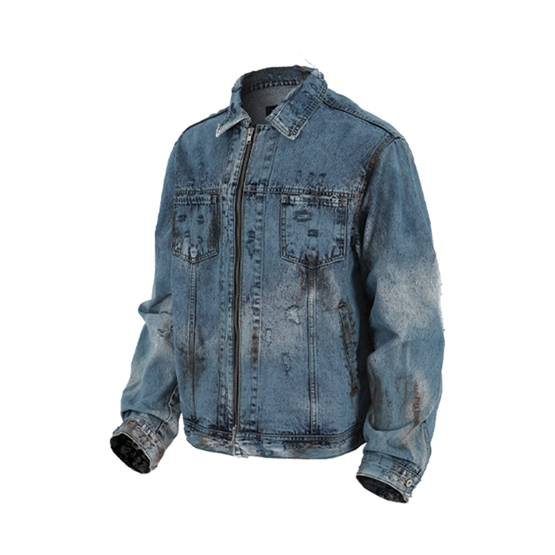 RR23FW05BL ROARINGRAD Destroyed Trucker Denim Jacket