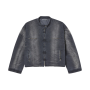 Sllow Garments Biker Dyed Cotton Jacket Black