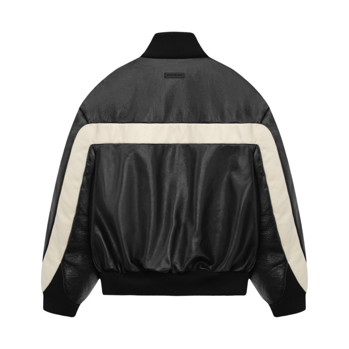 FG830-3272LT-001 Fear of God Leather Moto Stripe Bomber Black