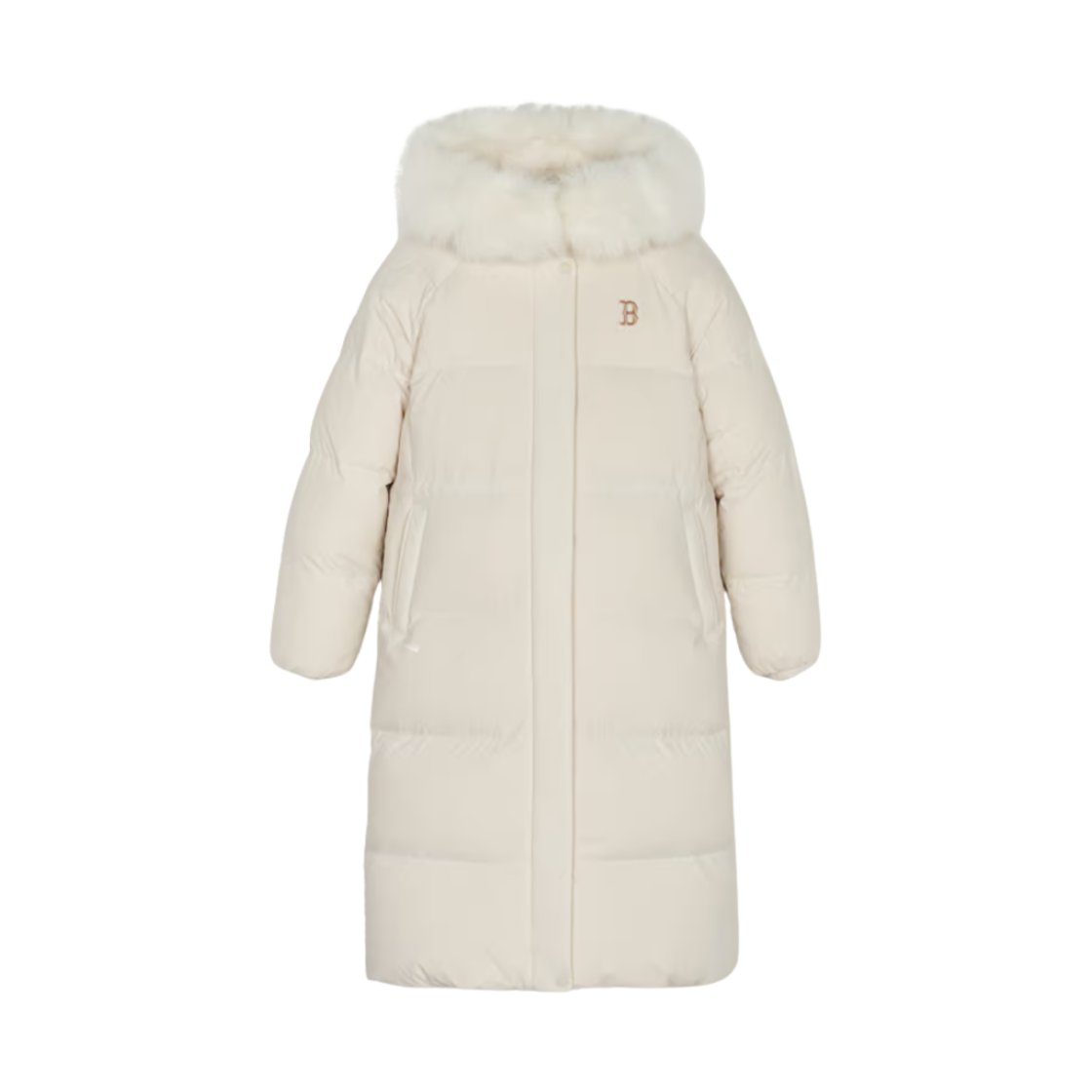(W) MLB 베이직 후드 퍼 롱 푸퍼 자켓 보스턴 레드삭스 D.크림((W) MLB Basic Hooded Fur Long Puffer Jacket Boston Red Sox D.Cream)