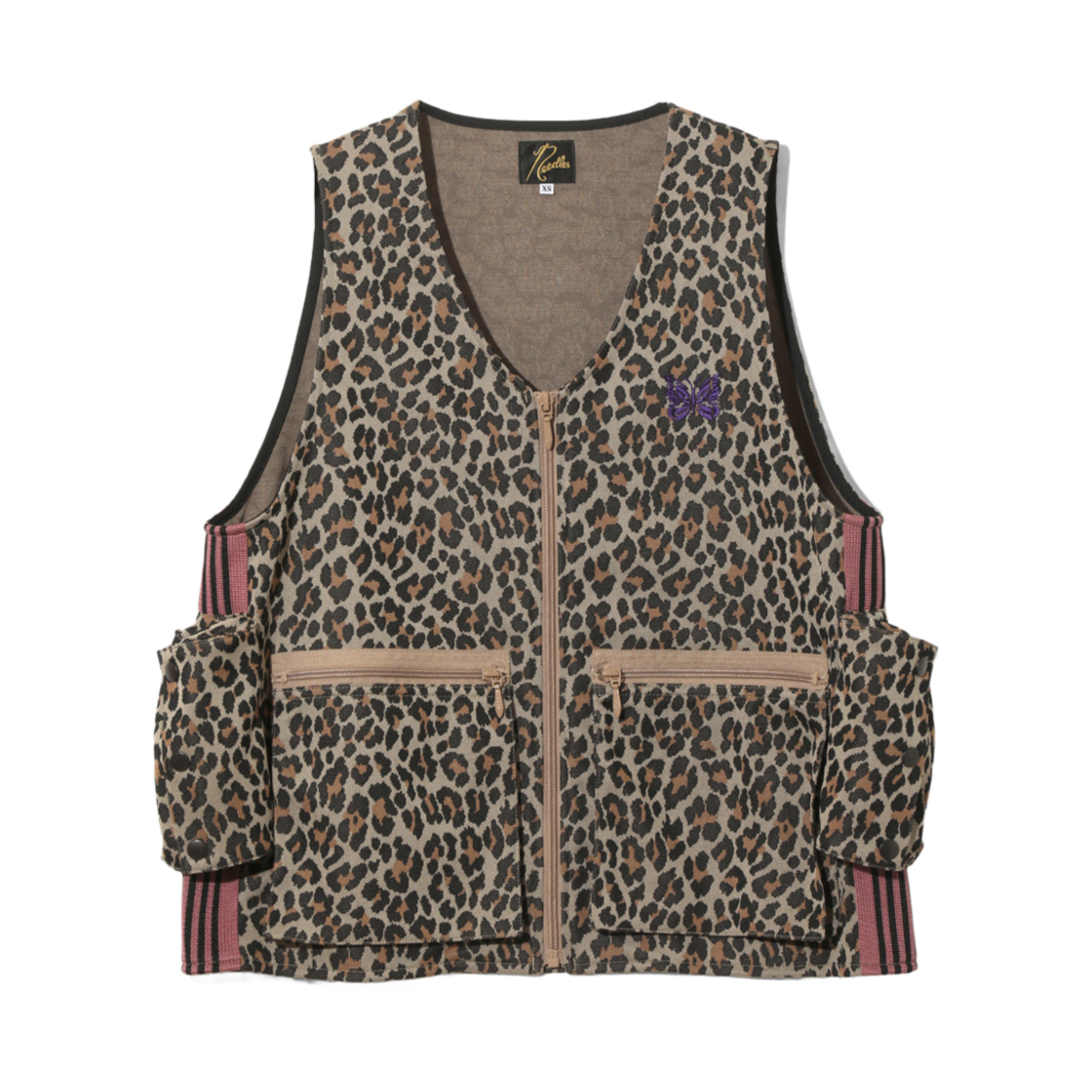 QV1513B Needles Radio Vest Poly Jacquard Leopard