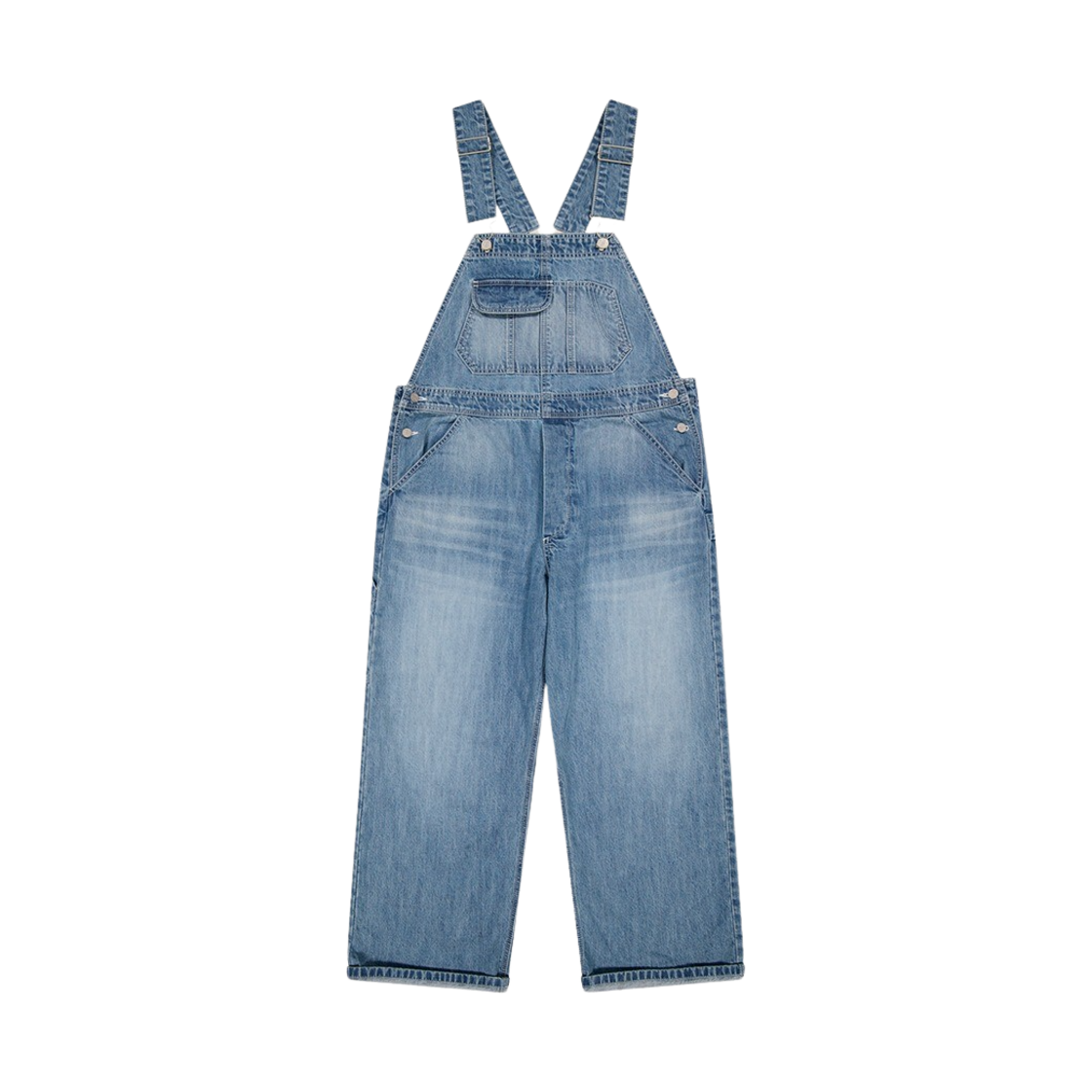 그린 버터 우먼 밴드 로고 데님 오버롤 팬츠 블루