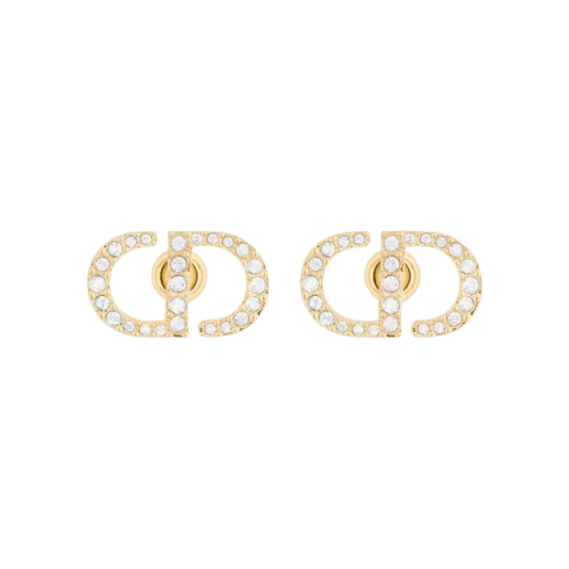 디올 쁘띠 CD 스터드 이어링 골드 피니쉬 메탈 & 화이트 크리스탈(Dior Petit CD Stud Earrings Gold Finish Metal & White Crystals) - 1