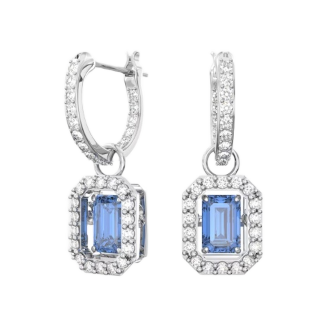 (W) 스와로브스키 밀레니아 드롭 이어링 블루 로듐 플래팅((W) Swarovski Millenia Drop Earrings Blue Rhodium Plated) - 1