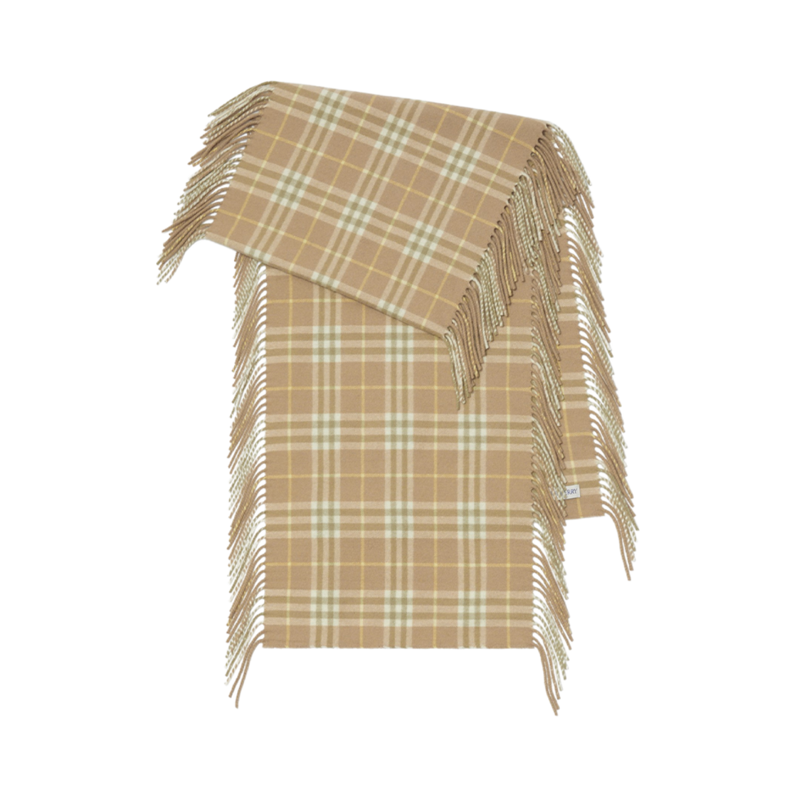 8079990 Burberry Check Cashmere Happy Muffler Flax