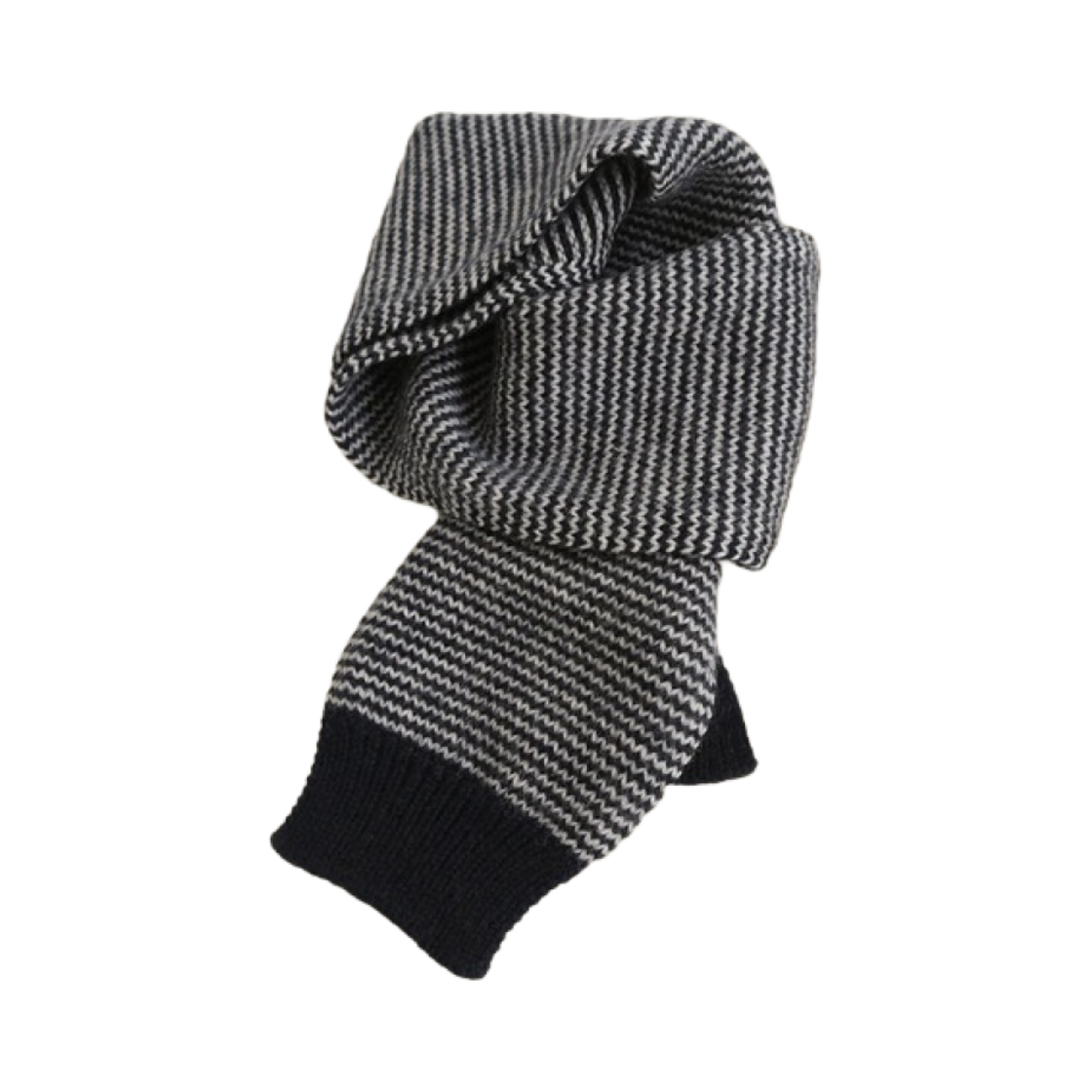 낫띵 리튼 카론 스트라이프 니트 머플러 다크 네이비(Nothing Written Caron Stripe Knit Muffler Dark Navy)