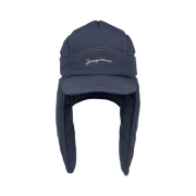 Jacquemus La Cagoule Bricciola Puffed Ear Flap Hat Navy