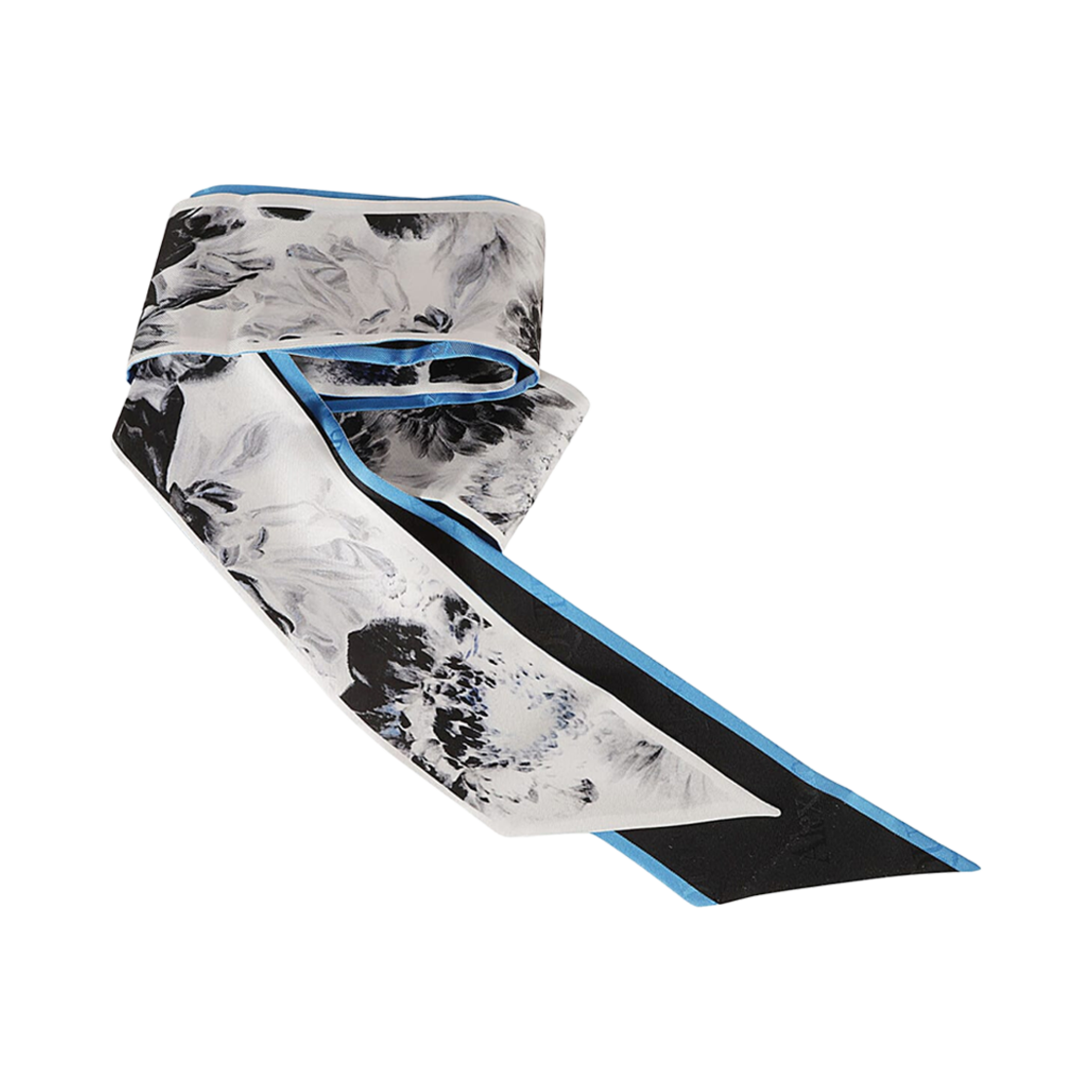 7800733009Q1068 (W) Alexander McQueen Rib Printed Silk Scarf Black Lapis Blue