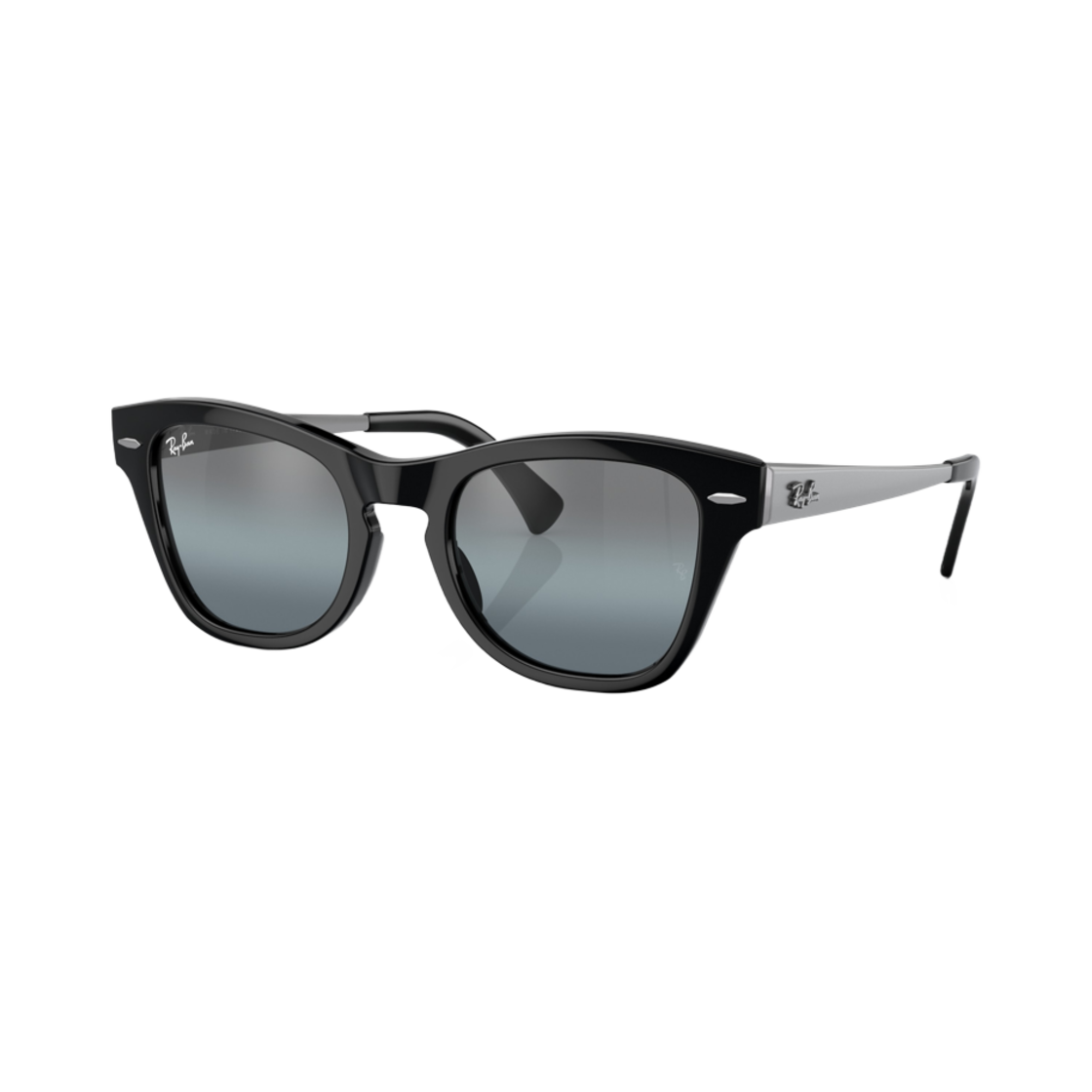 레이밴 RB0707SM 폴리쉬드 블랙 프레임 블루 빈티지 미러 렌즈 하이 브릿지 핏(Ray-Ban RB0707SM Polished Black Frame Blue Vintage Mirror Lenses High Bridge Fit) - 1