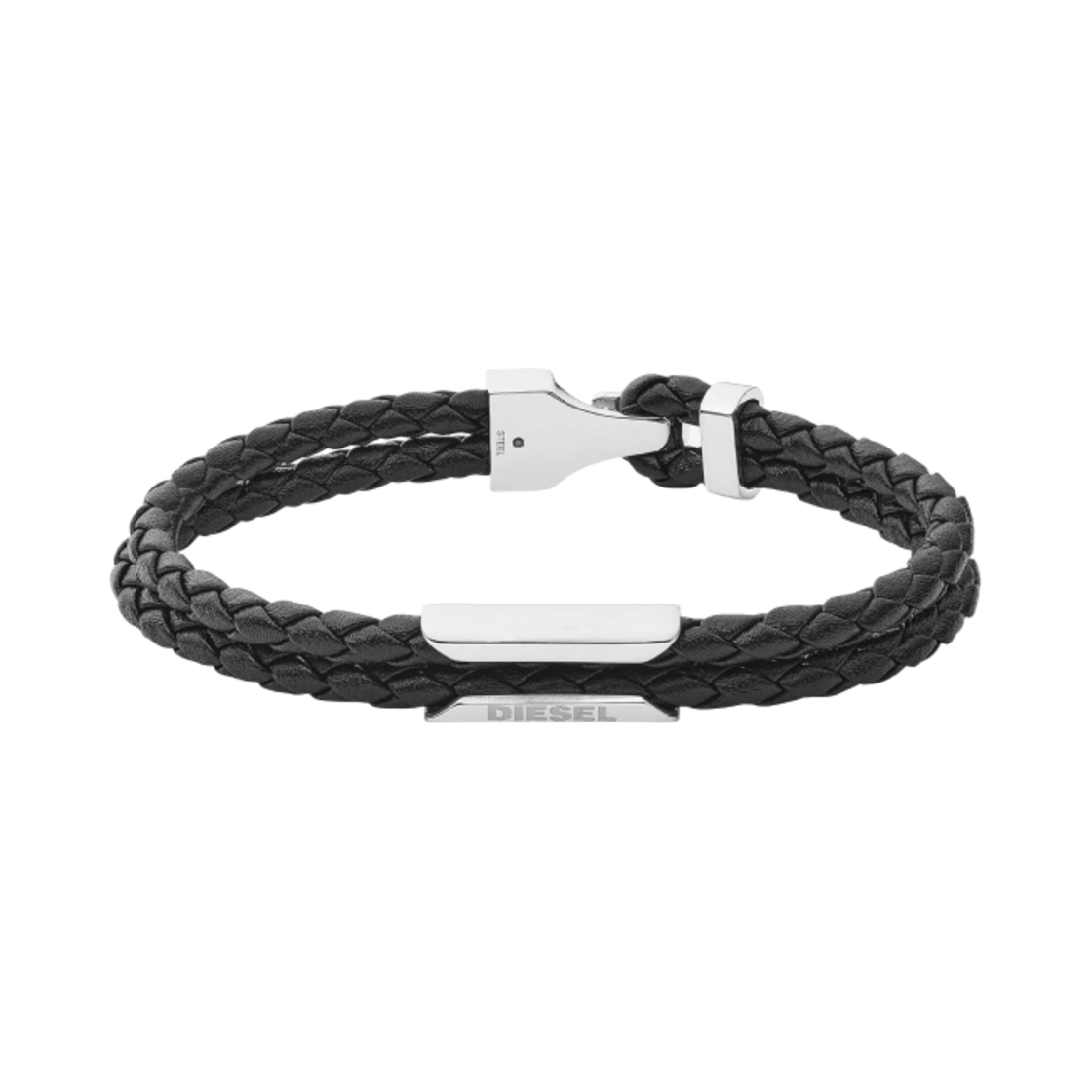 디젤 Dx1247040 블랙 레더 스택에이블 브레이슬릿 블랙(Diesel Dx1247040 Black Leather Stackable Bracelet Black)