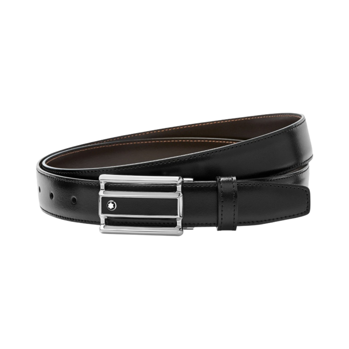 114423 Montblanc Leather Strap Belt Black