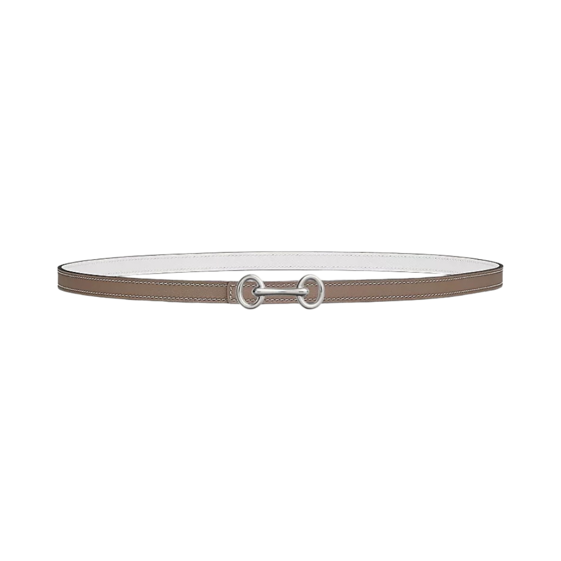 (W) 에르메스 헤리티지 벨트 버클 & 리버서블 가죽 스트랩 13mm & 실버 에뚜쁘 블랑((W) Hermes Heritage Belt Buckle & Reversible Leather Strap 13mm & Silver Etoupe Blanc) - 1