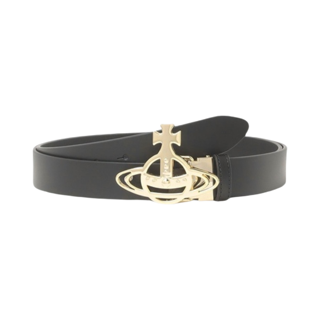 1220932534 Vivienne Westwood Belts Line Orb Buckle Belt Black Gold