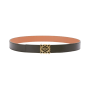 (W) Loewe Reversible Anagram Belt in Smooth Calfskin Tan Black Gold