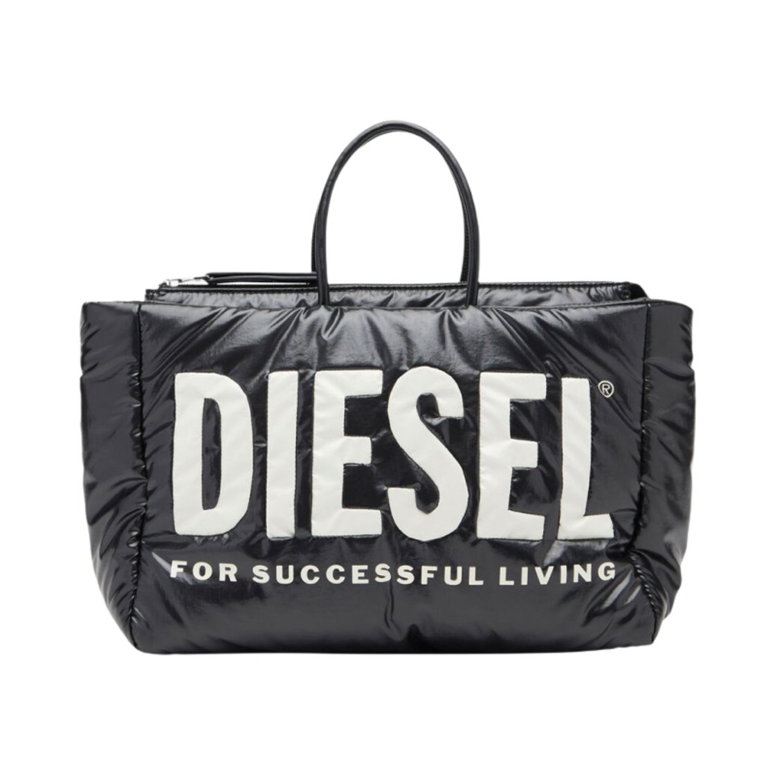 디젤 퍼프 DSL 미디움 토트백 인레이드 로고 블랙(Diesel Puff DSL Medium Tote Bag with Inlaid Logo Black) - 1