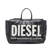 Diesel Puff DSL Medium Tote Bag with Inlaid Logo Black